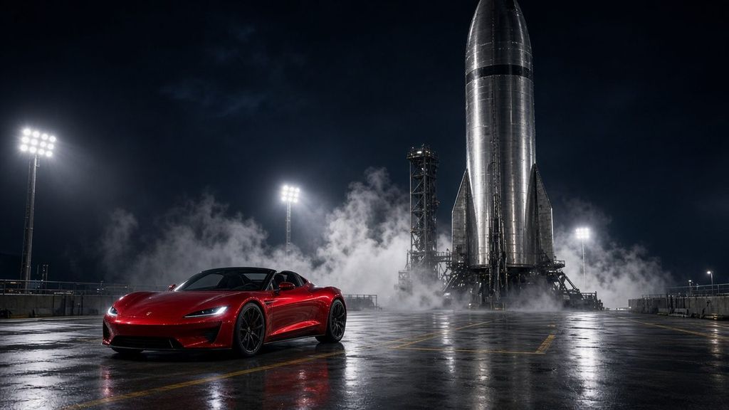 Roadster on the launchpad